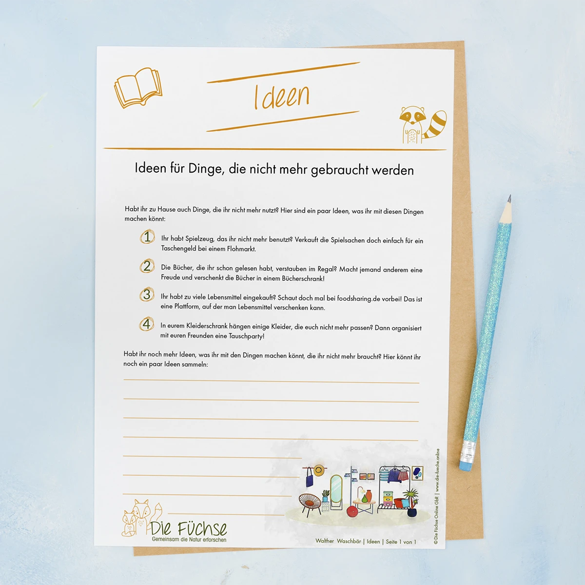 Arbeitsblatt-Seite aus dem Walther-Modul