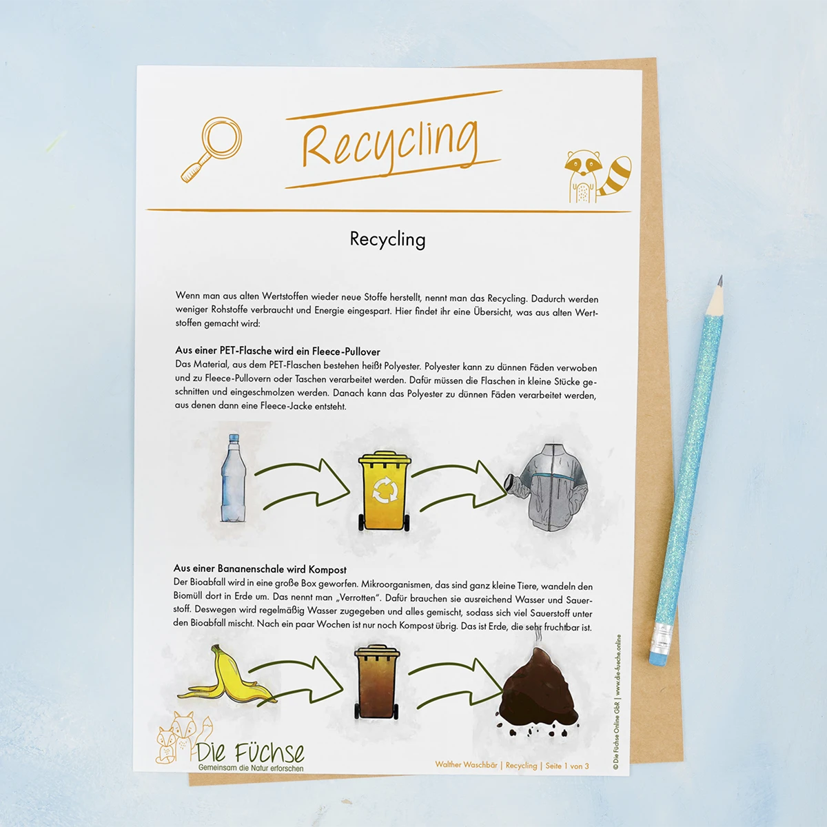 Detailansicht kindgerechter Walther-Zeichnungen in den Schulungsunterlagen