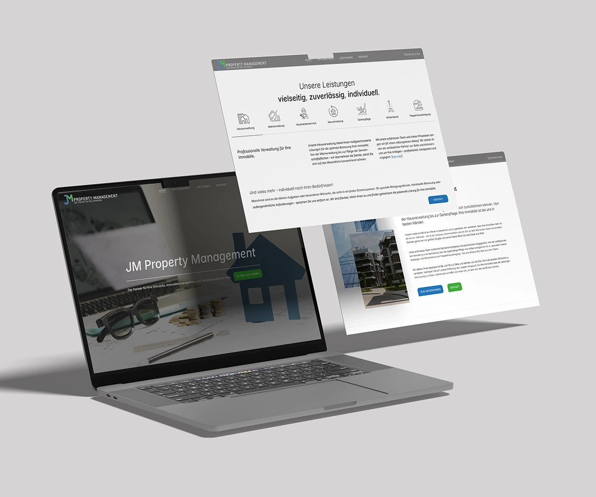 Entwicklung und Umsetzung einer Webseite mit TAILWIND für JM Property Management