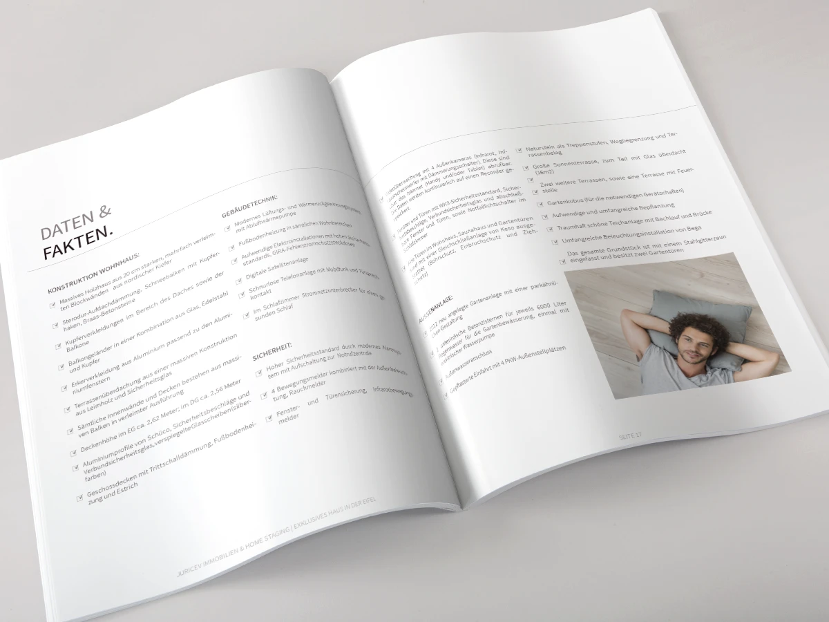 Innenseite der Verkaufsbroschüre