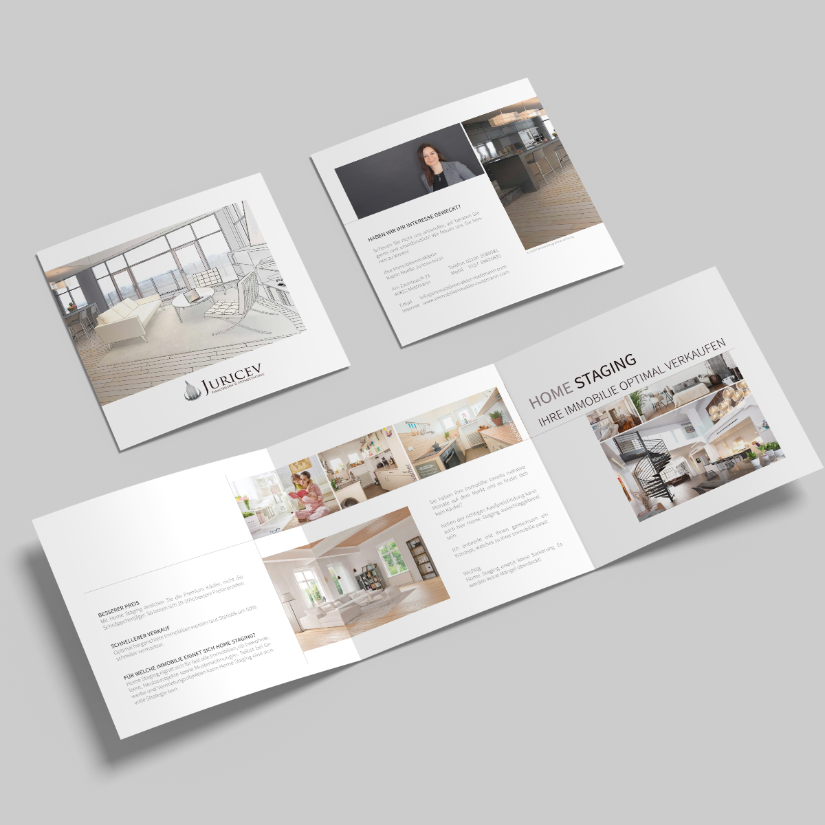 Der Flyer im modernen Design für Immobilien & Homestagin. Flyer im Minimaldesign