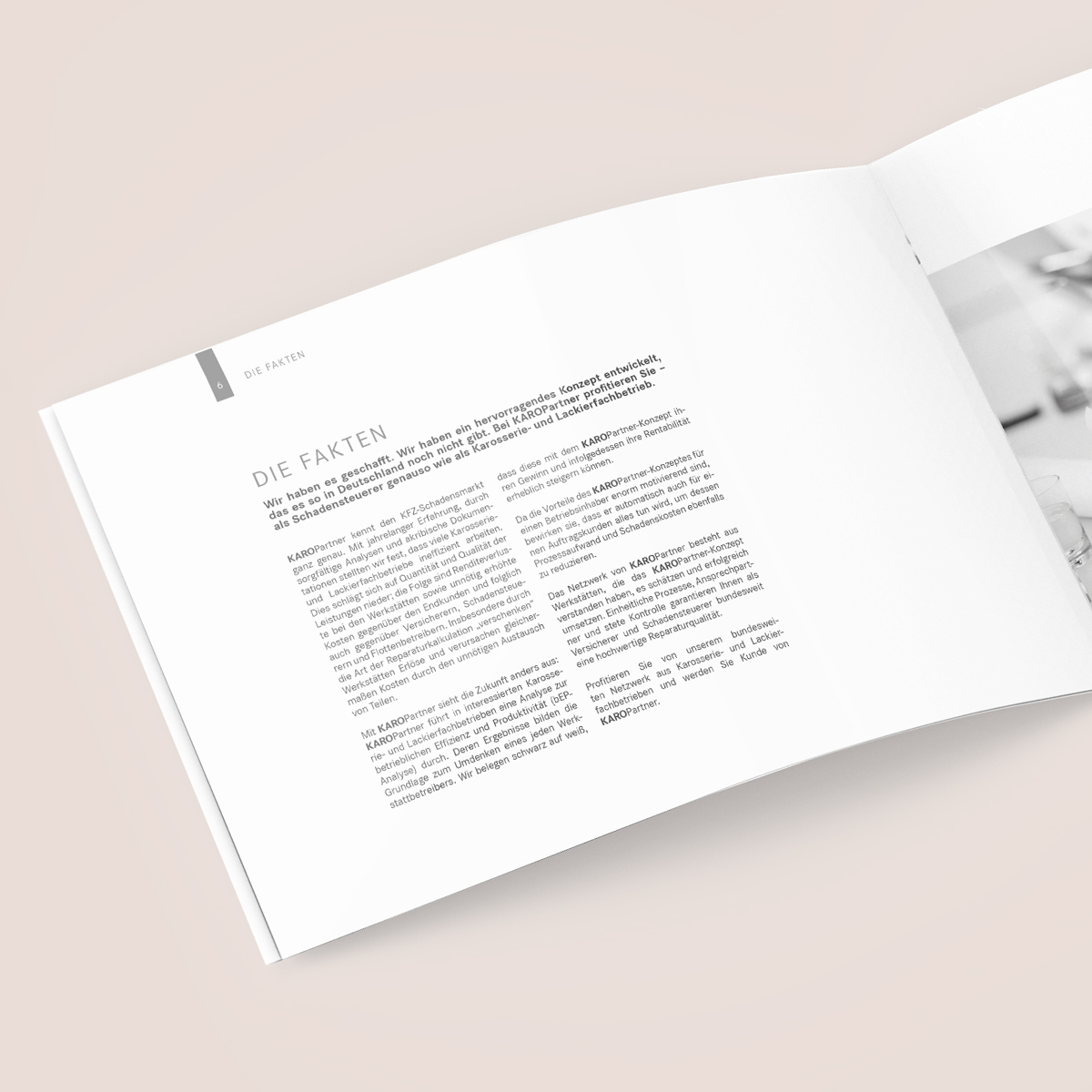 Schönes Layouts einer Nutzenbroschüre | Imagebroschüre für KaroPARTNER