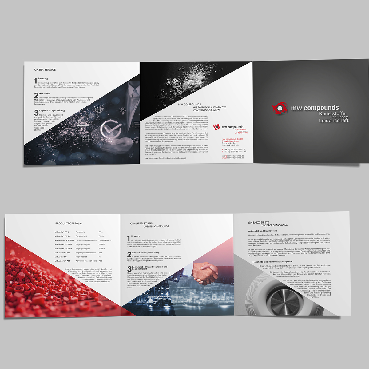 Texte, Fotos und Farben bilden eine Einheit bei diesem Flyer Kreative Flyer-Entwicklung