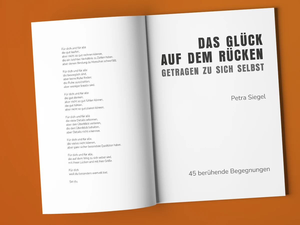 Schönes Layouts eines Tschenbuches für Petra Siegel