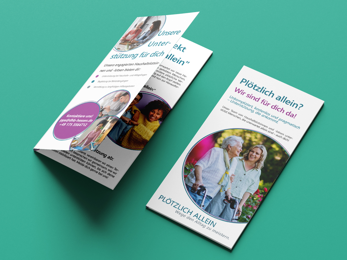 Texte, Grafiken und Farben bilden eine Einheit bei diesem Flyer Kreative Flyer-Entwicklung