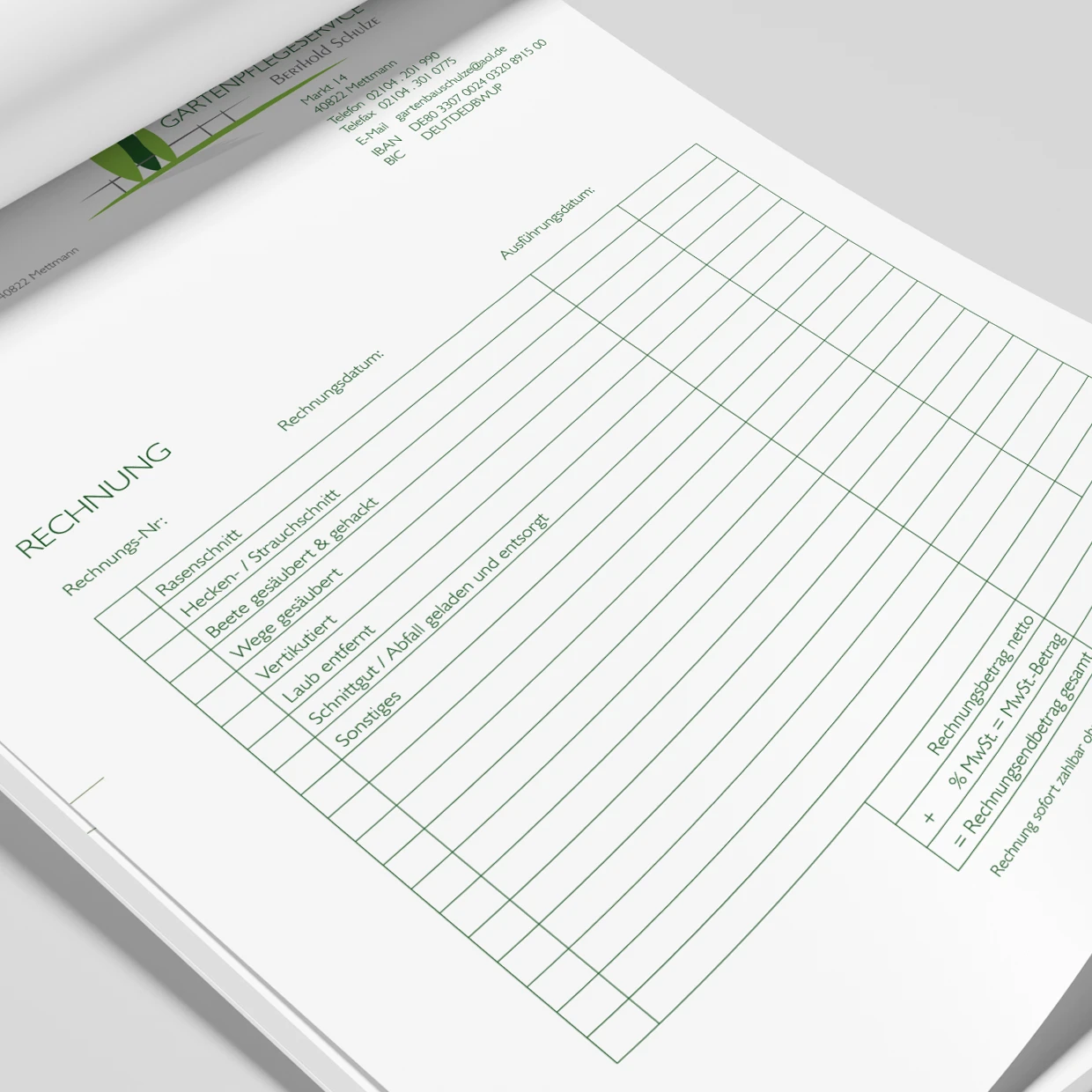 Detailansicht der strukturierten Rechnungsfelder