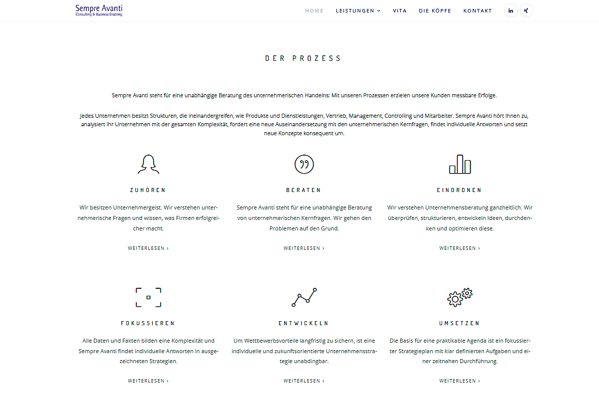 Webseite im Minimaldesign