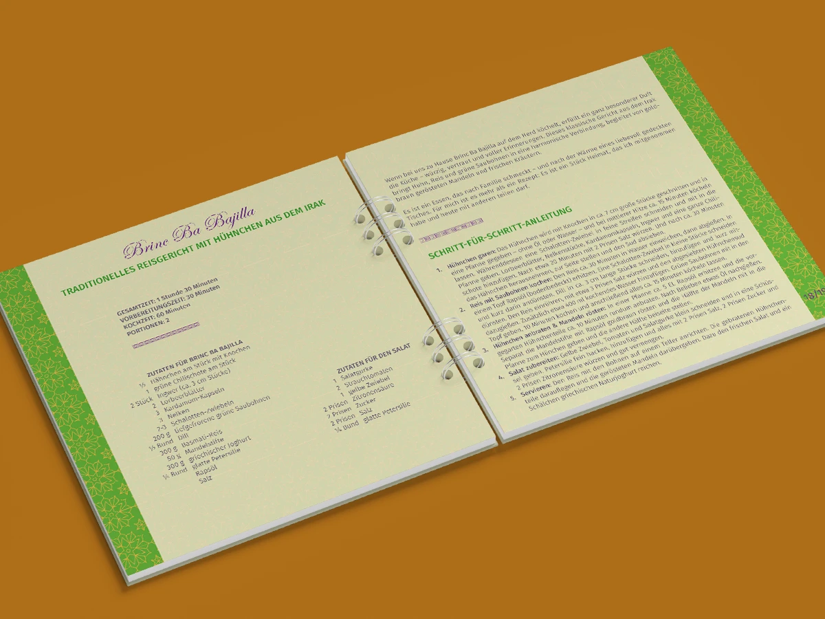 Schönes Layouts eines Kochbuches für SKFM-Mettmann