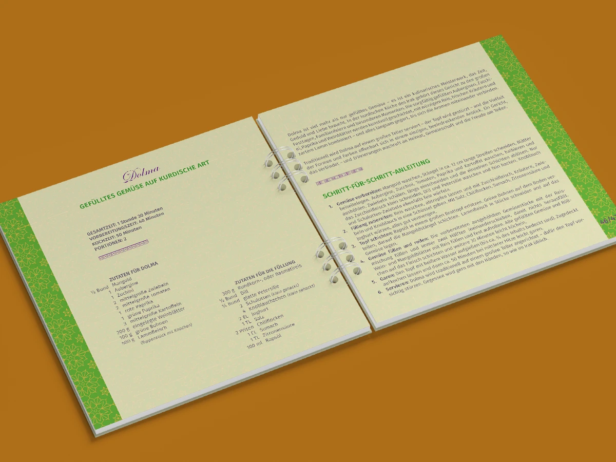 Schönes Layouts eines Kochbuches für SKFM-Mettmann