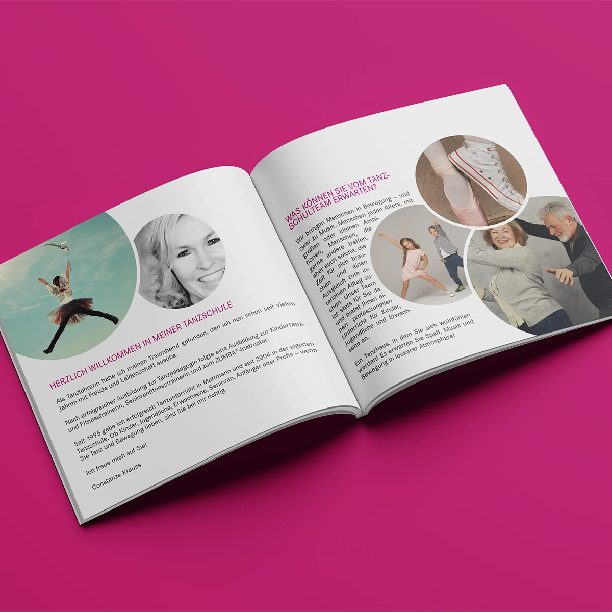 Doppelseite der Imagebroschüre vom Tanzhaus Mettmann