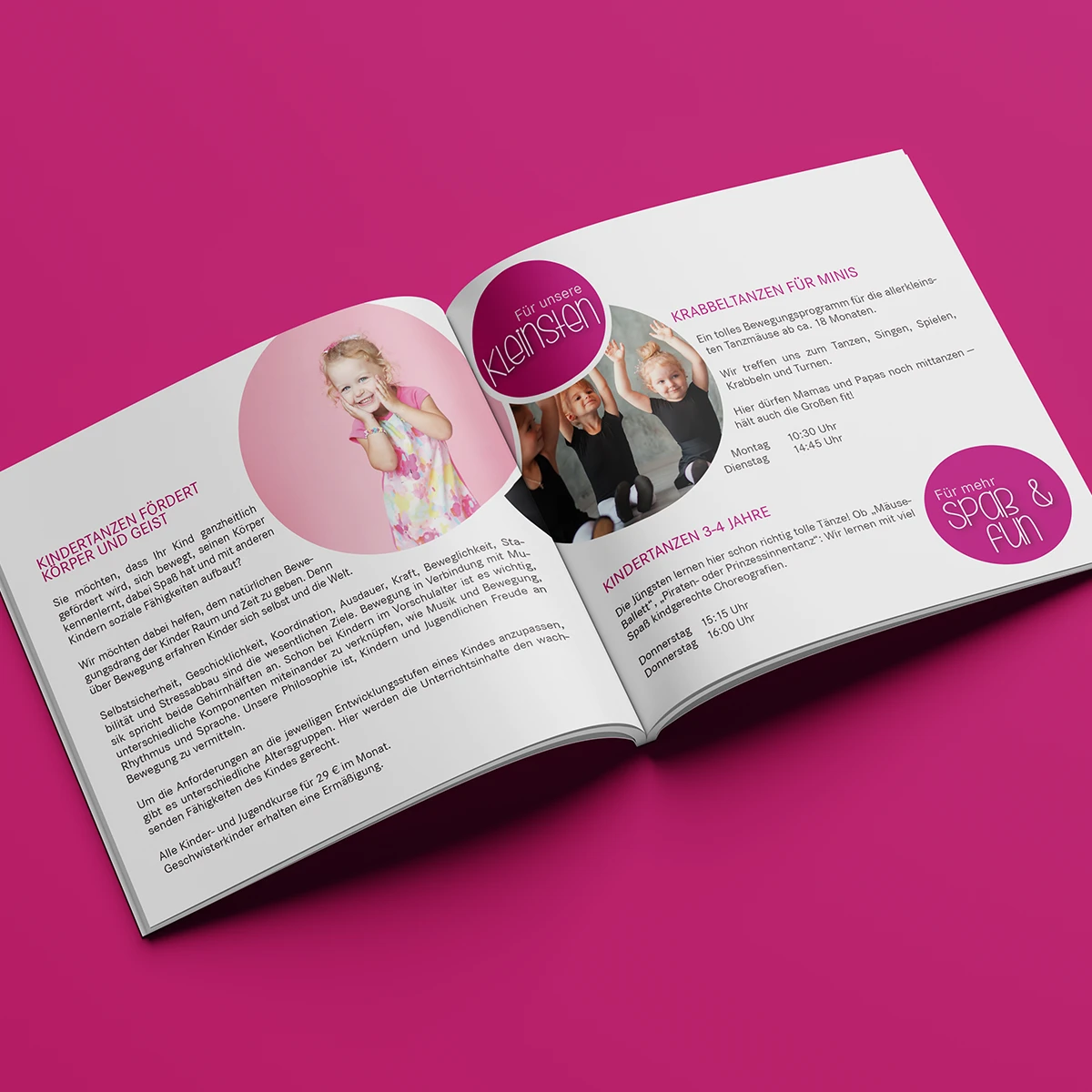 Doppelseite der Imagebroschüre vom Tanzhaus Mettmann