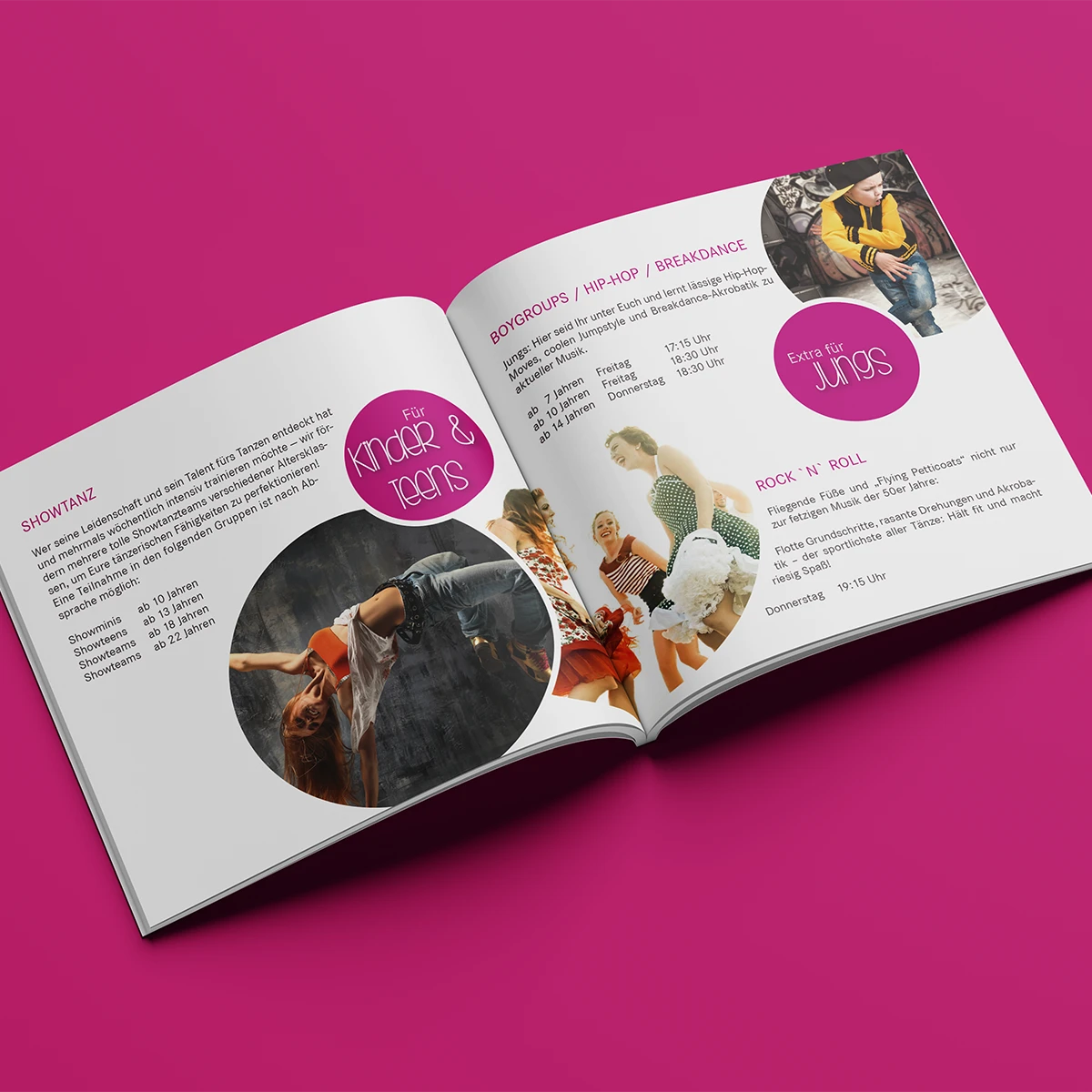 Doppelseite der Imagebroschüre vom Tanzhaus Mettmann