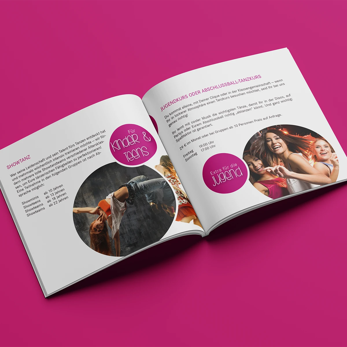 Doppelseite der Imagebroschüre vom Tanzhaus Mettmann