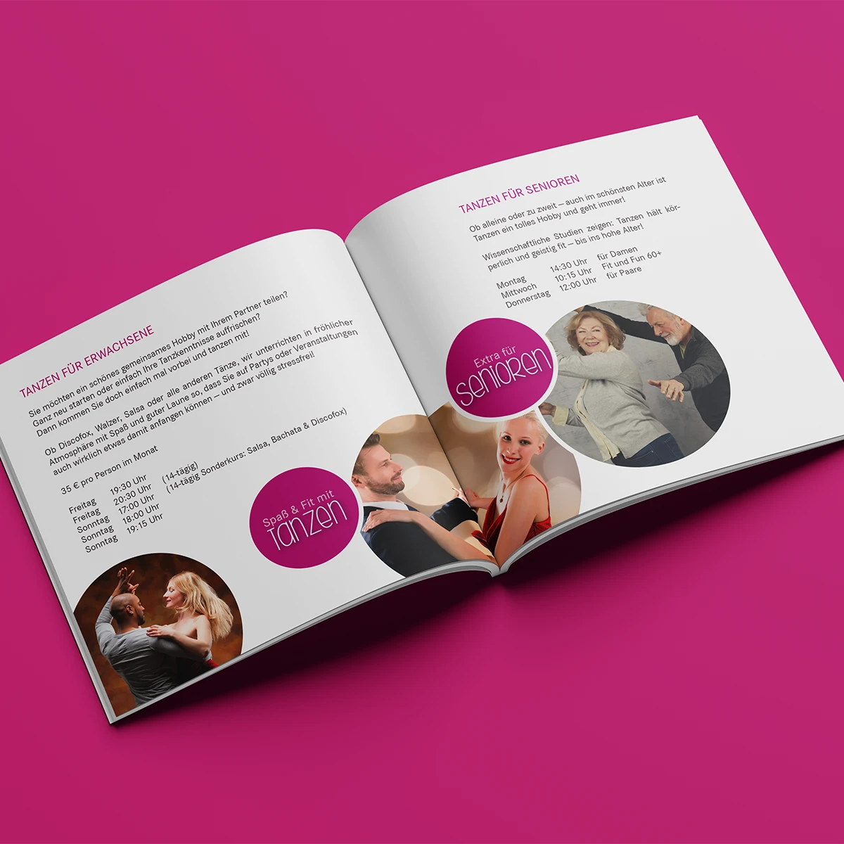 Doppelseite der Imagebroschüre vom Tanzhaus Mettmann