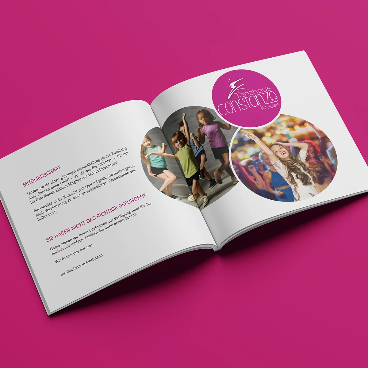 Doppelseite der Imagebroschüre vom Tanzhaus Mettmann