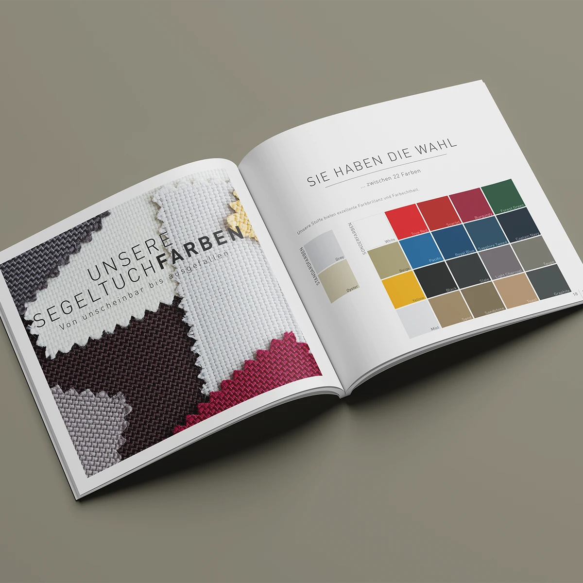 Doppelseite der Imagebroschüre von ZEBRA SAILS