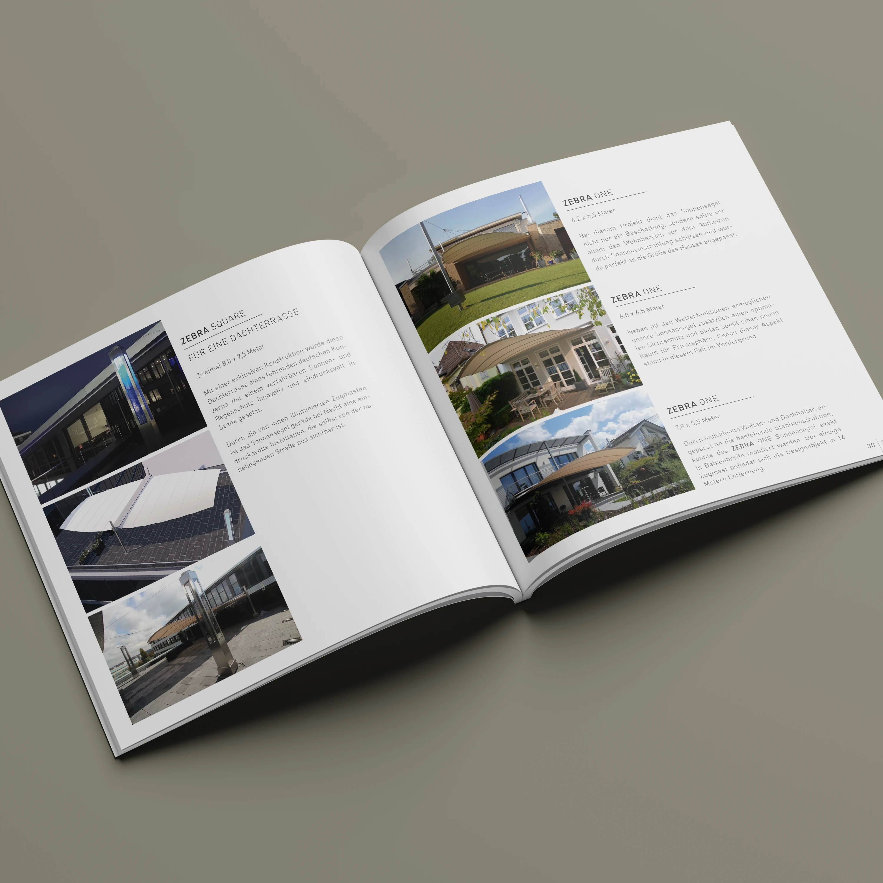 Doppelseite der Imagebroschüre von ZEBRA SAILS