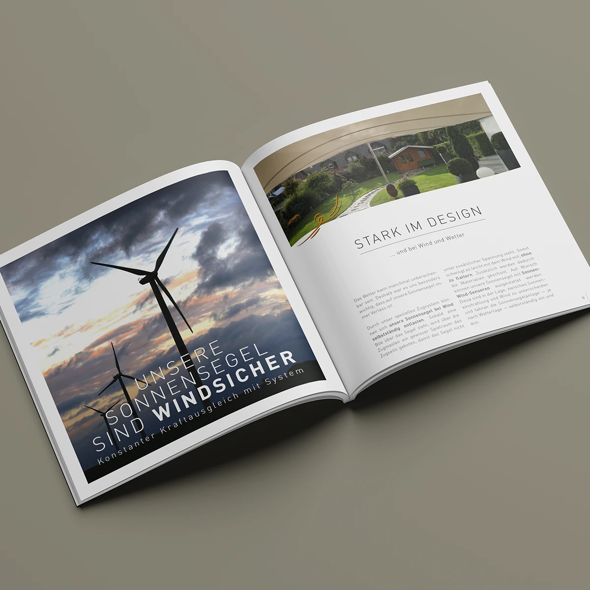 Doppelseite der Imagebroschüre von ZEBRA SAILS