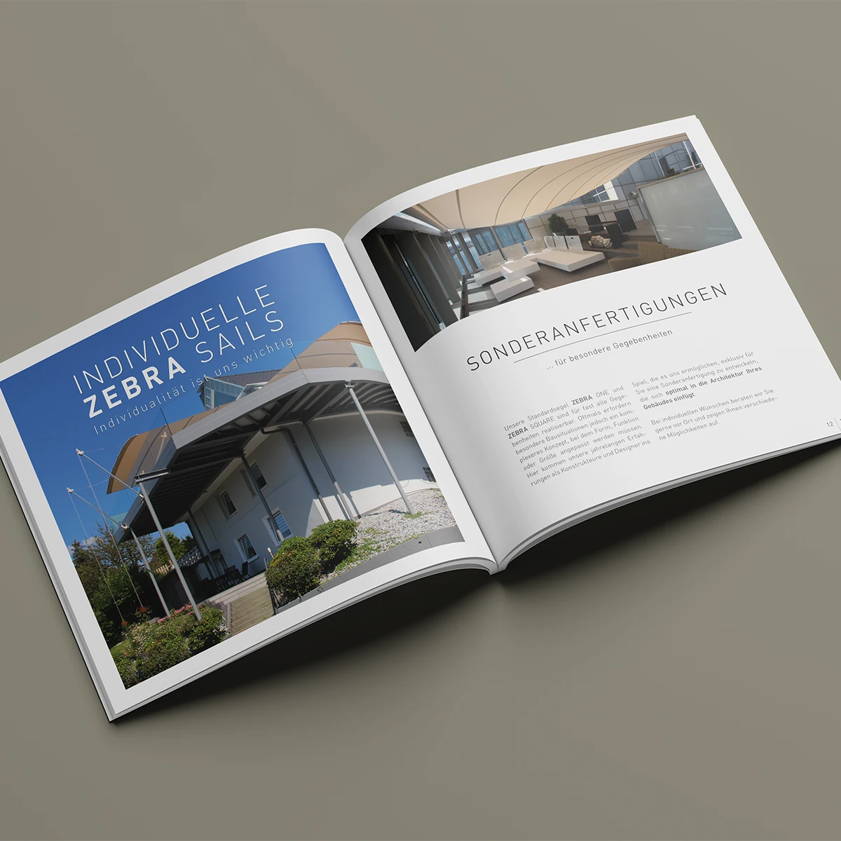 Doppelseite der Imagebroschüre von ZEBRA SAILS
